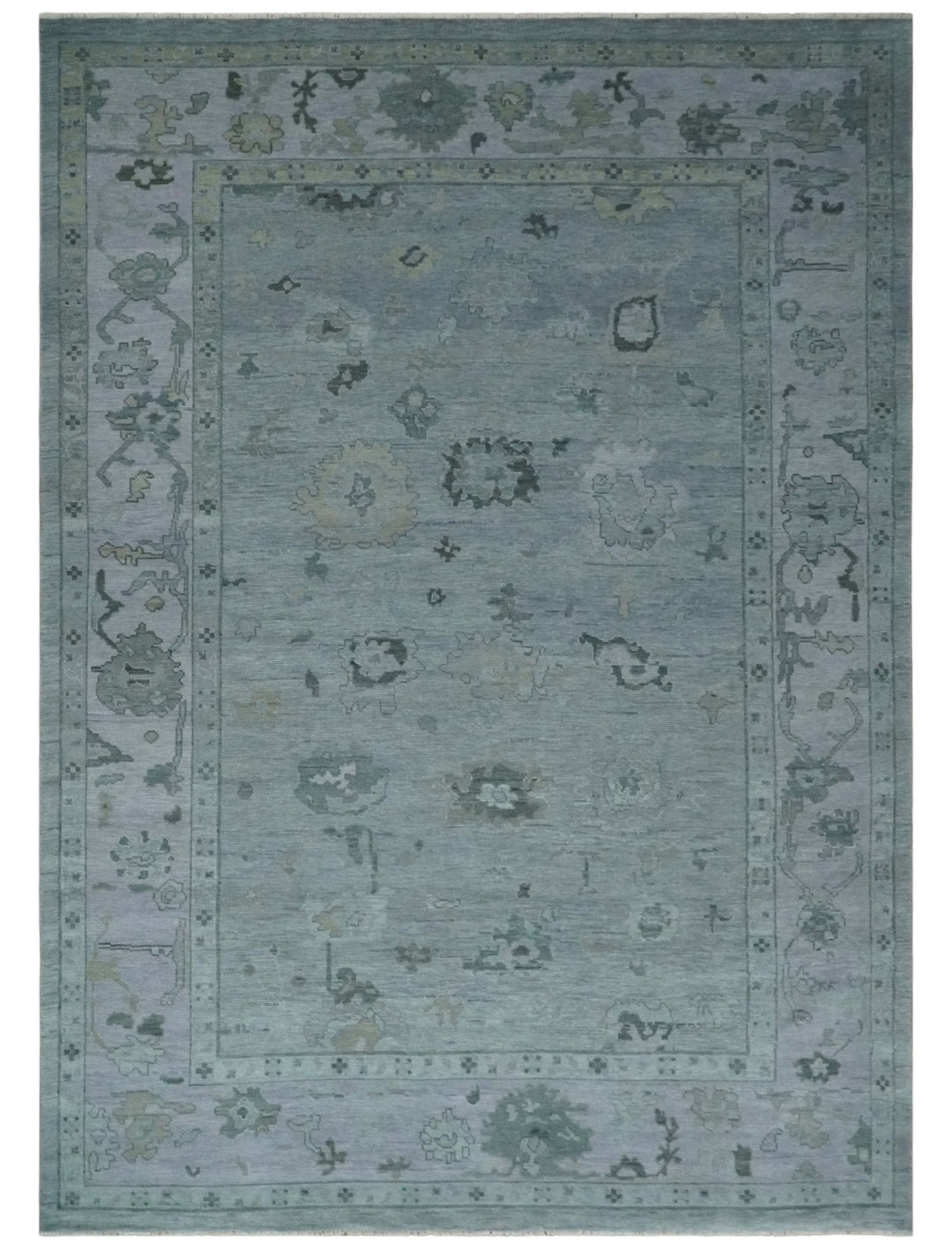 Antique style Gray and Silver Hand Knotted Multi Size Oushak Wool Area Rug
