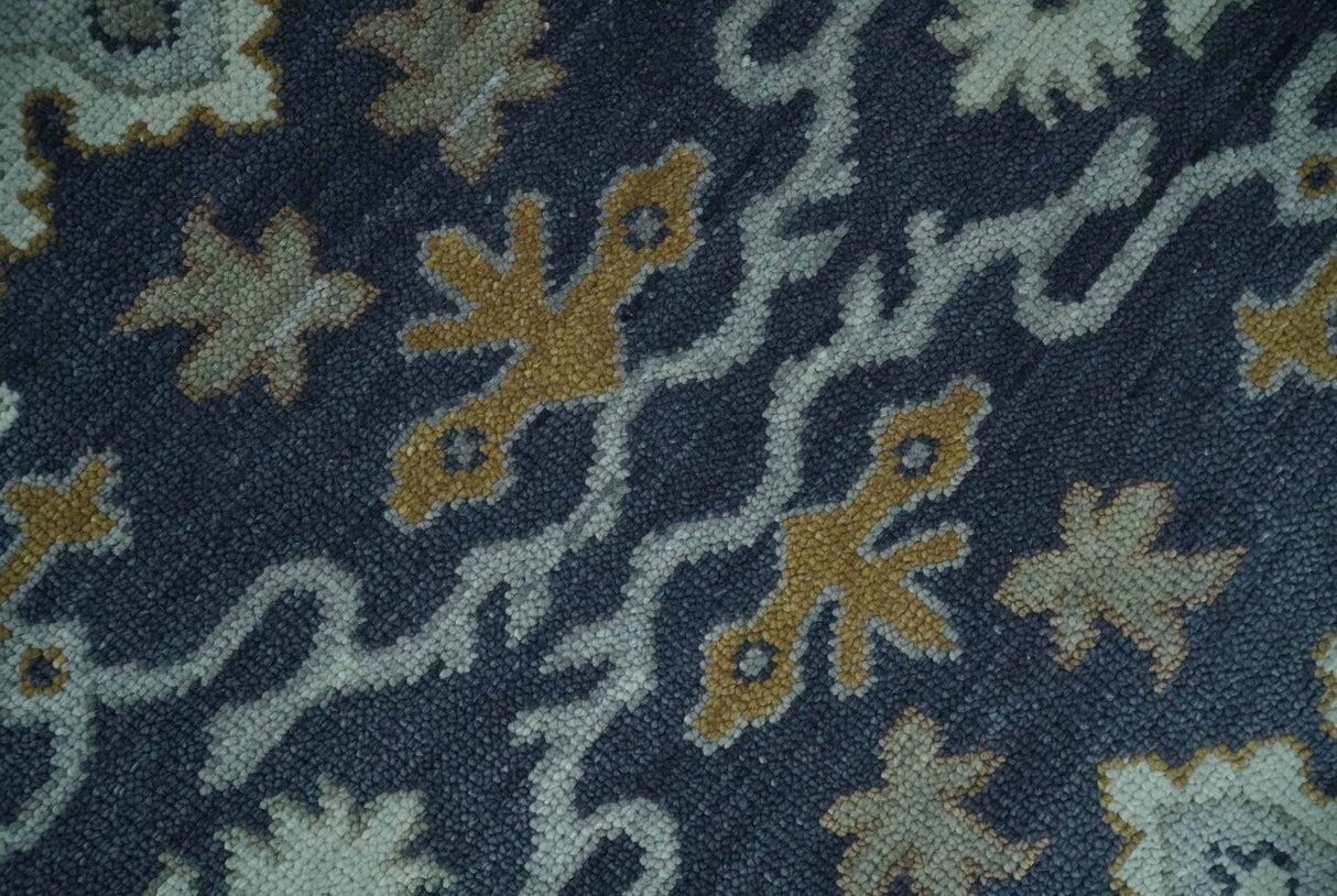 Antique style Blue and Silver Traditional Multi Size Hand Knotted Oushak Wool Rug