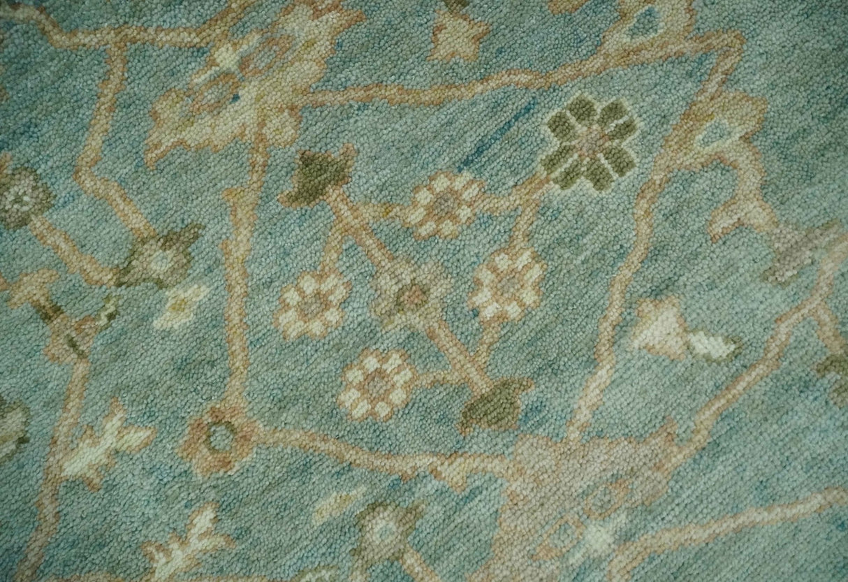 Antique style Floral Gray, Beige and Green Hand knotted Oriental Oushak Multi Size Wool Area Rug