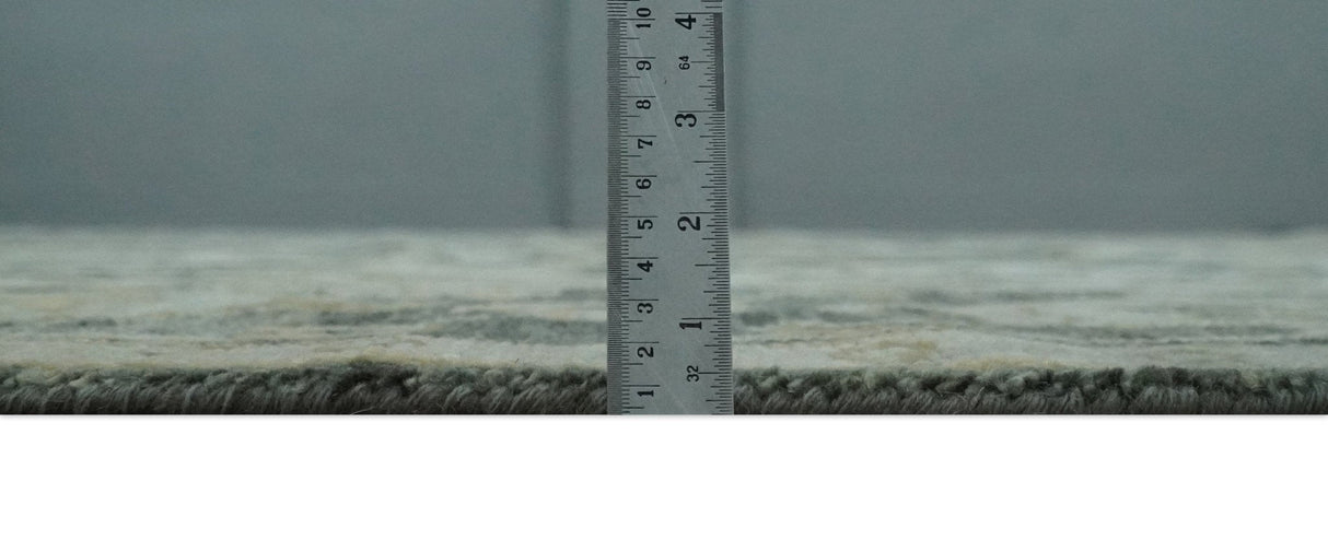 Antique style Gray, Ivory and Olive Hand knotted Traditional Oushak wool Area Rug