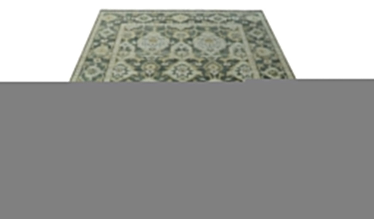 Antique style Gray, Ivory and Olive Hand knotted Traditional Oushak wool Area Rug
