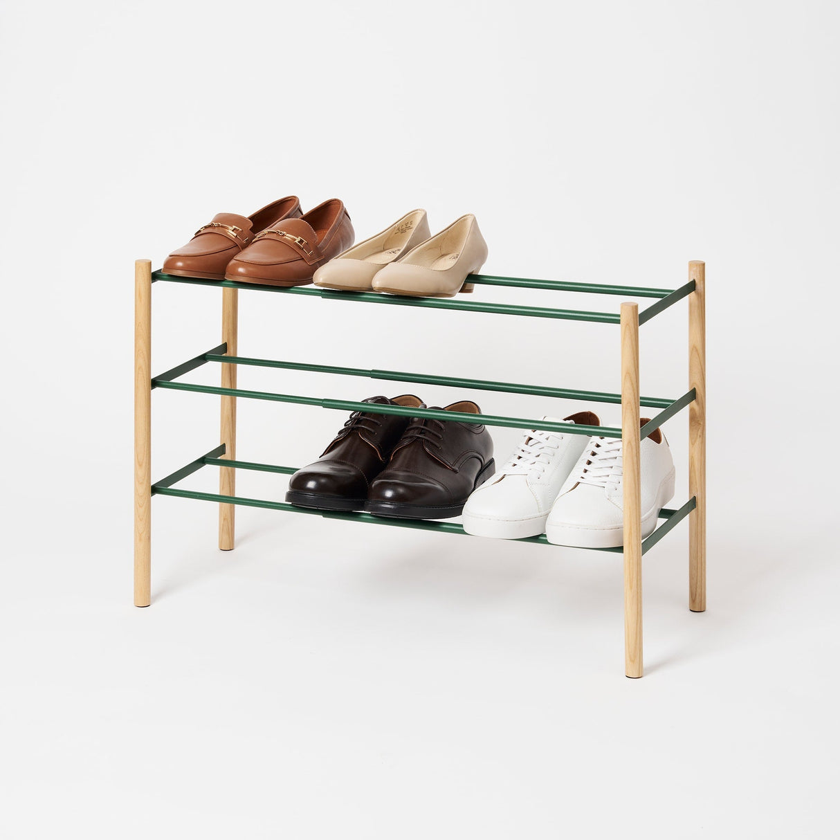 Expandable Shoe Rack (18" H) - Steel + Wood