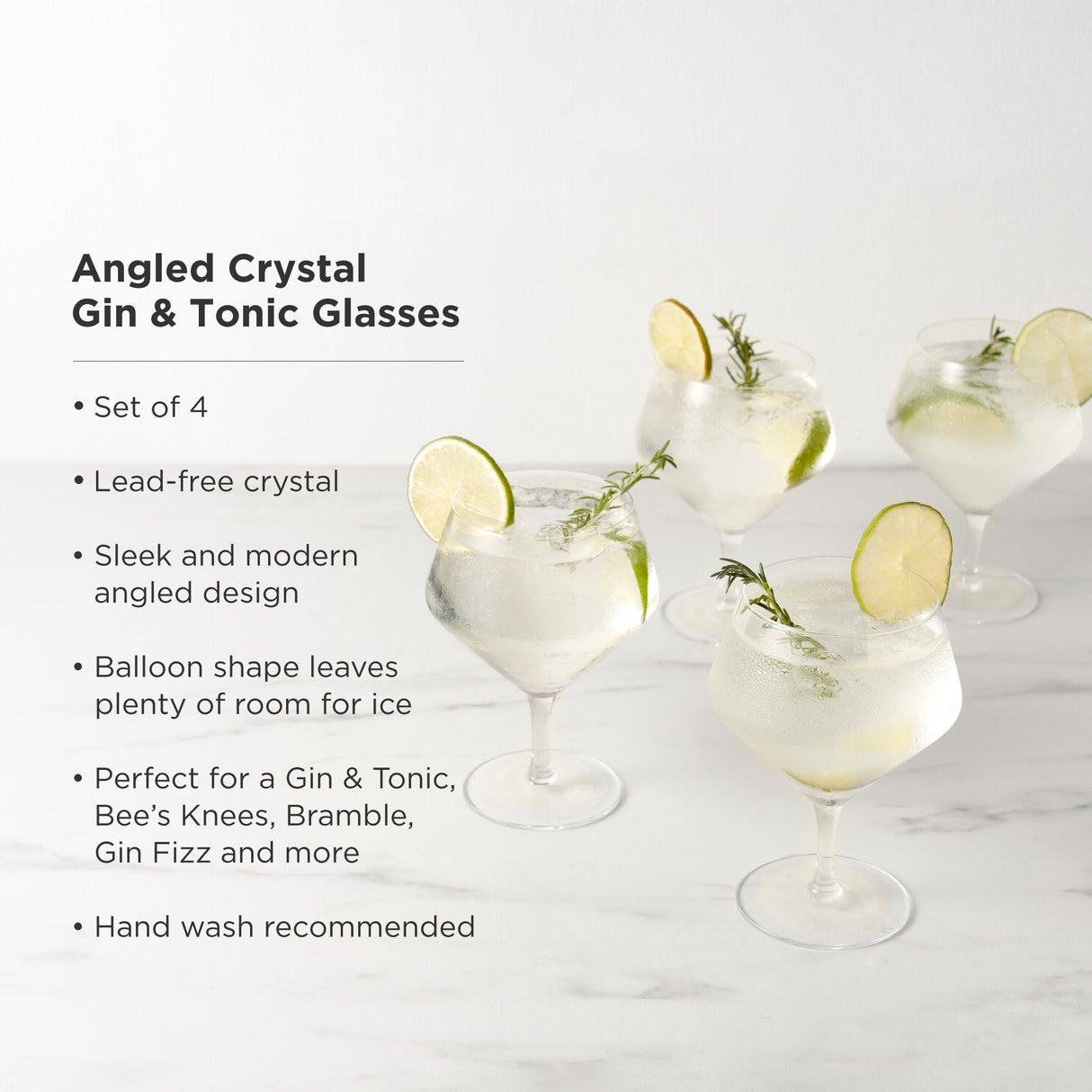 Raye Angled Crystal Gin & Tonic Glasses Set of 4