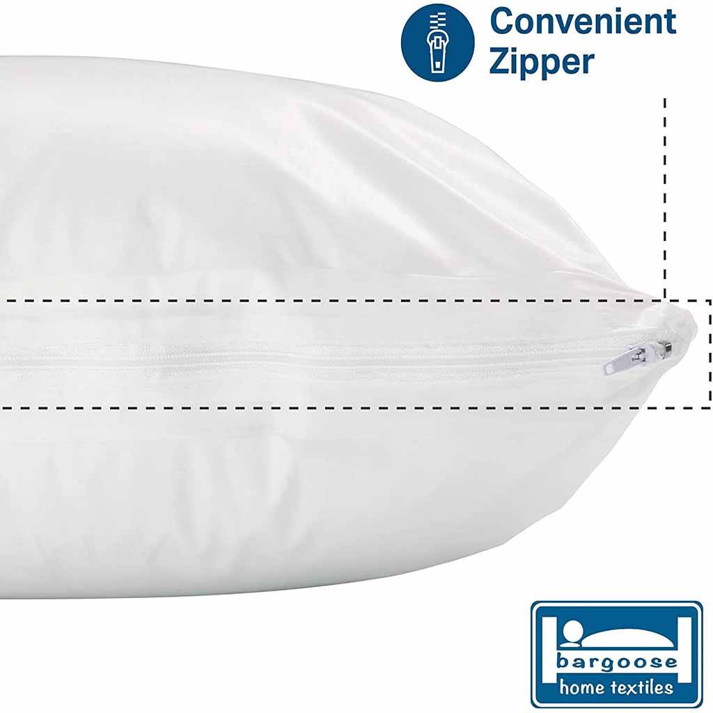 Bargoose CleanAir® Allergy Relief Pillow Protector - Zippered Pillow Encasement For Dust Mites, Sweat, Spills
