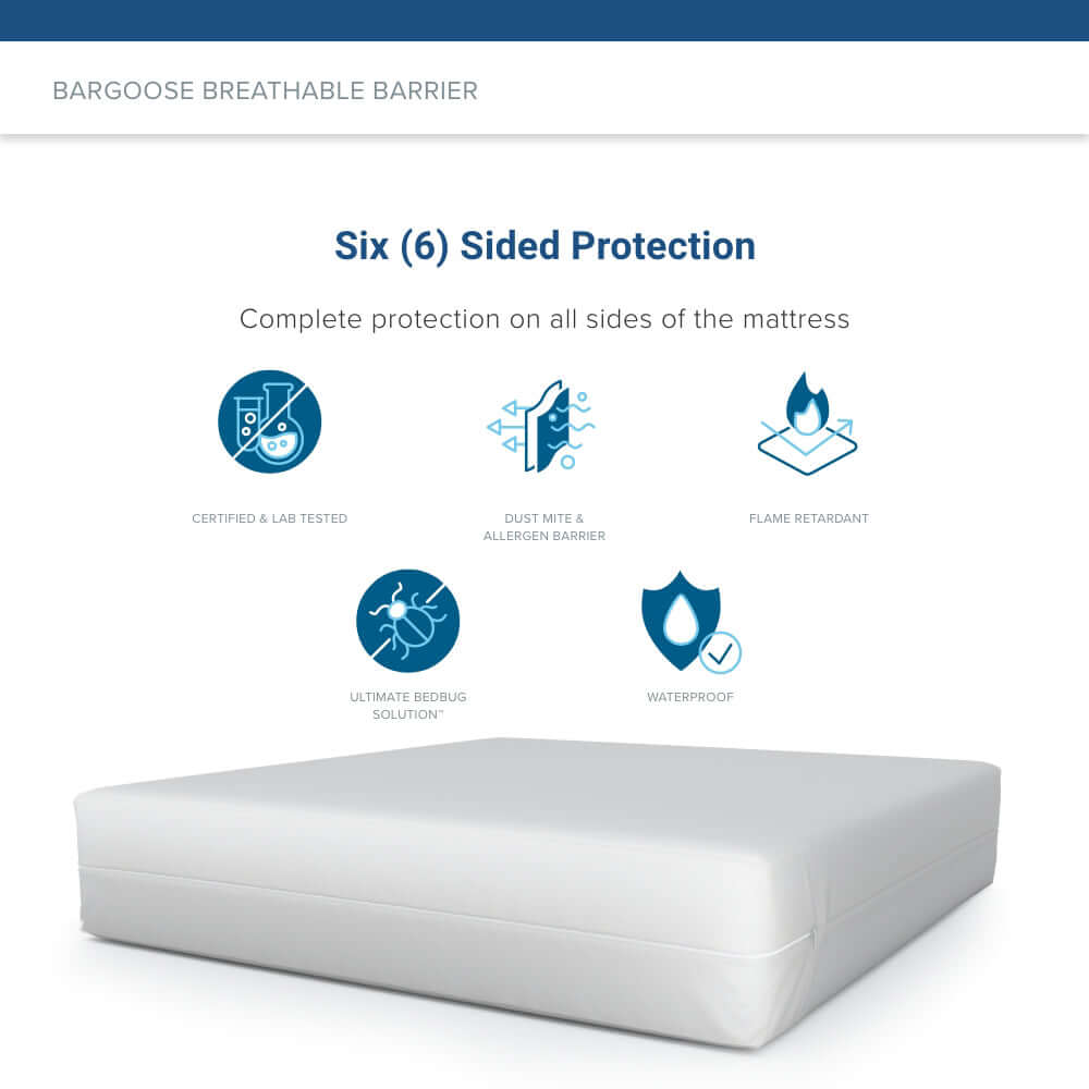 Bargoose Commercial 6-Gauge Vinyl Zippered Mattress Encasement – Waterproof, Wipe-Clean, Bed Bug Proof