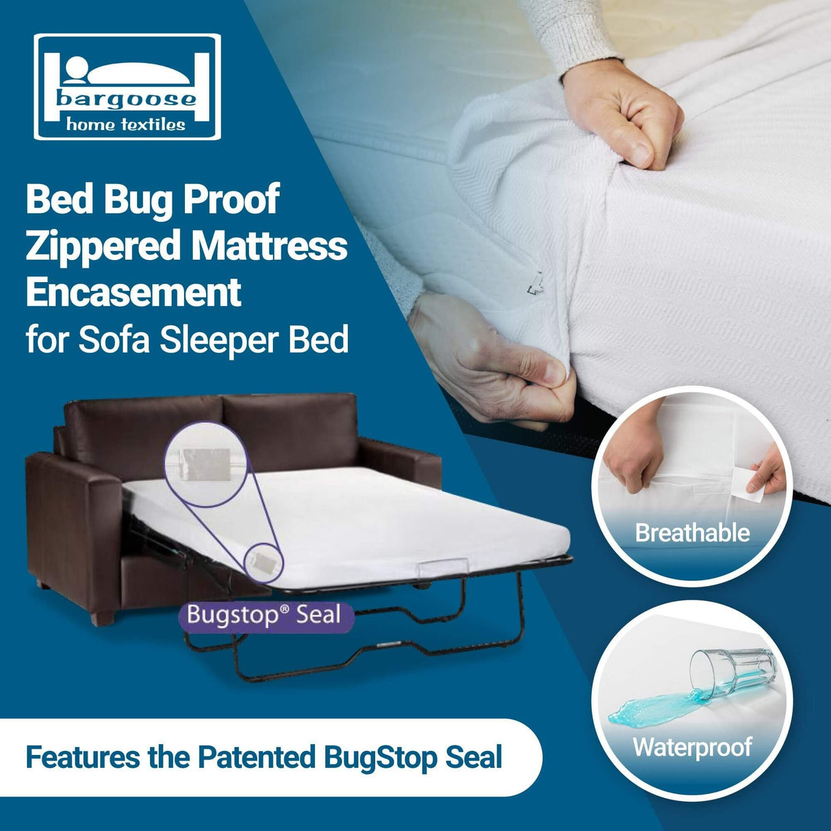 Bargoose BedBug Solution™ Sofa Sleeper Elite Zippered Mattress Encasement