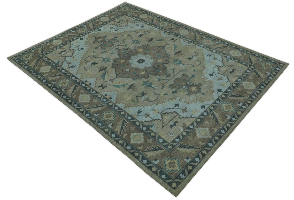 Beige, Brown and Silver Hand Knotted Traditional Multi size wool Area Rug