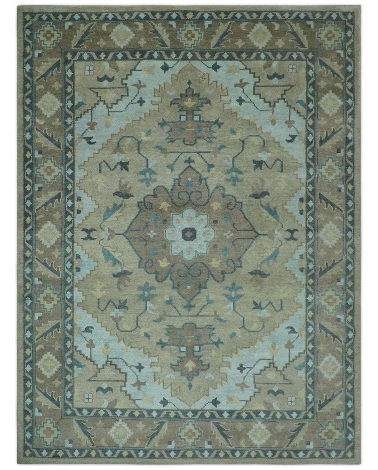 Beige, Brown and Silver Hand Knotted Traditional Multi size wool Area Rug