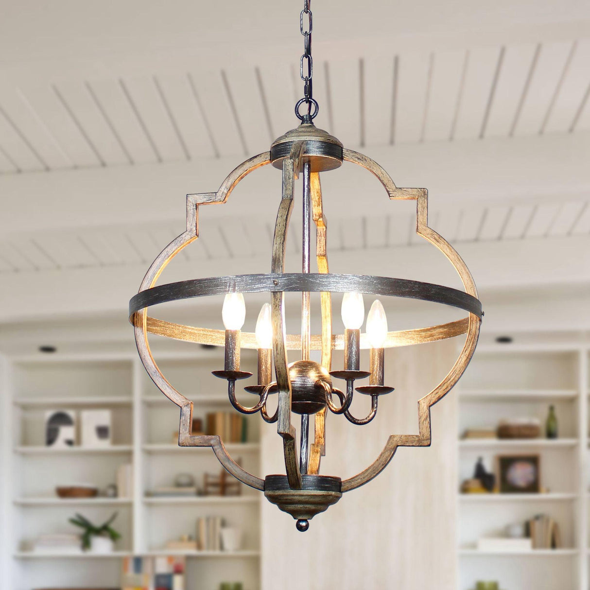 Bennington 4-Light Lantern Geometric Chandelier
