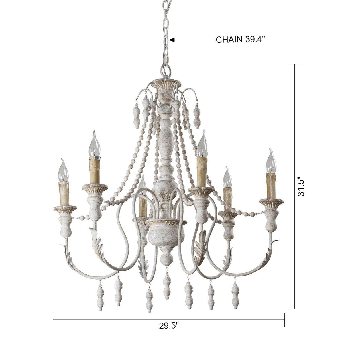 Billiter 6 Light Wood Gray Chandelier