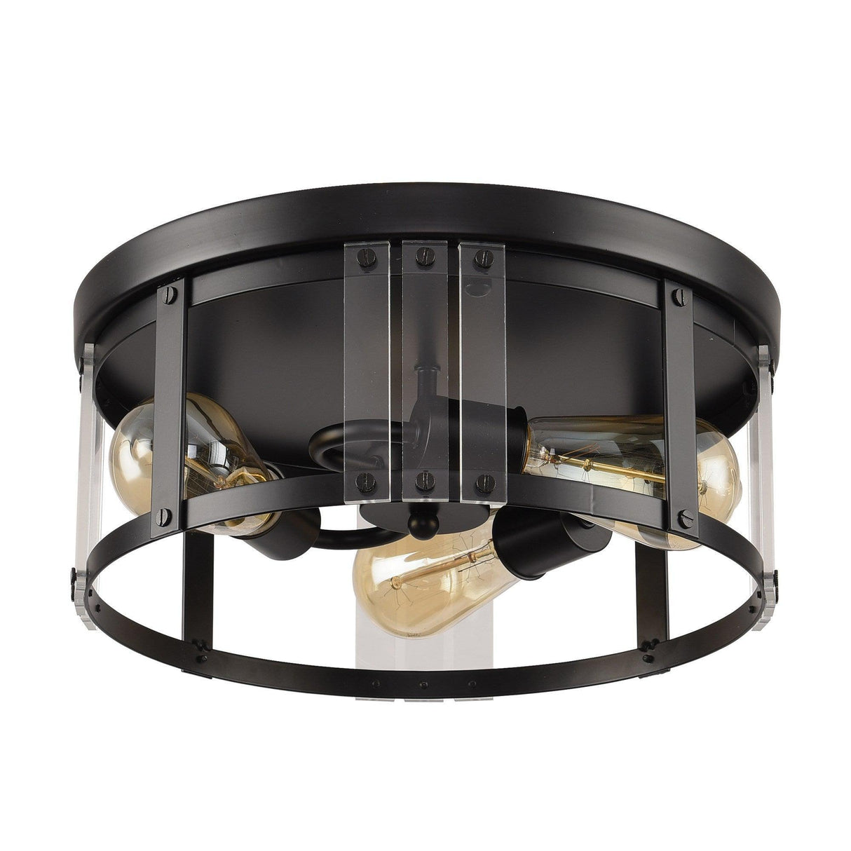 Black 3-Light Farmhouse Flush Mount Ceiling Light