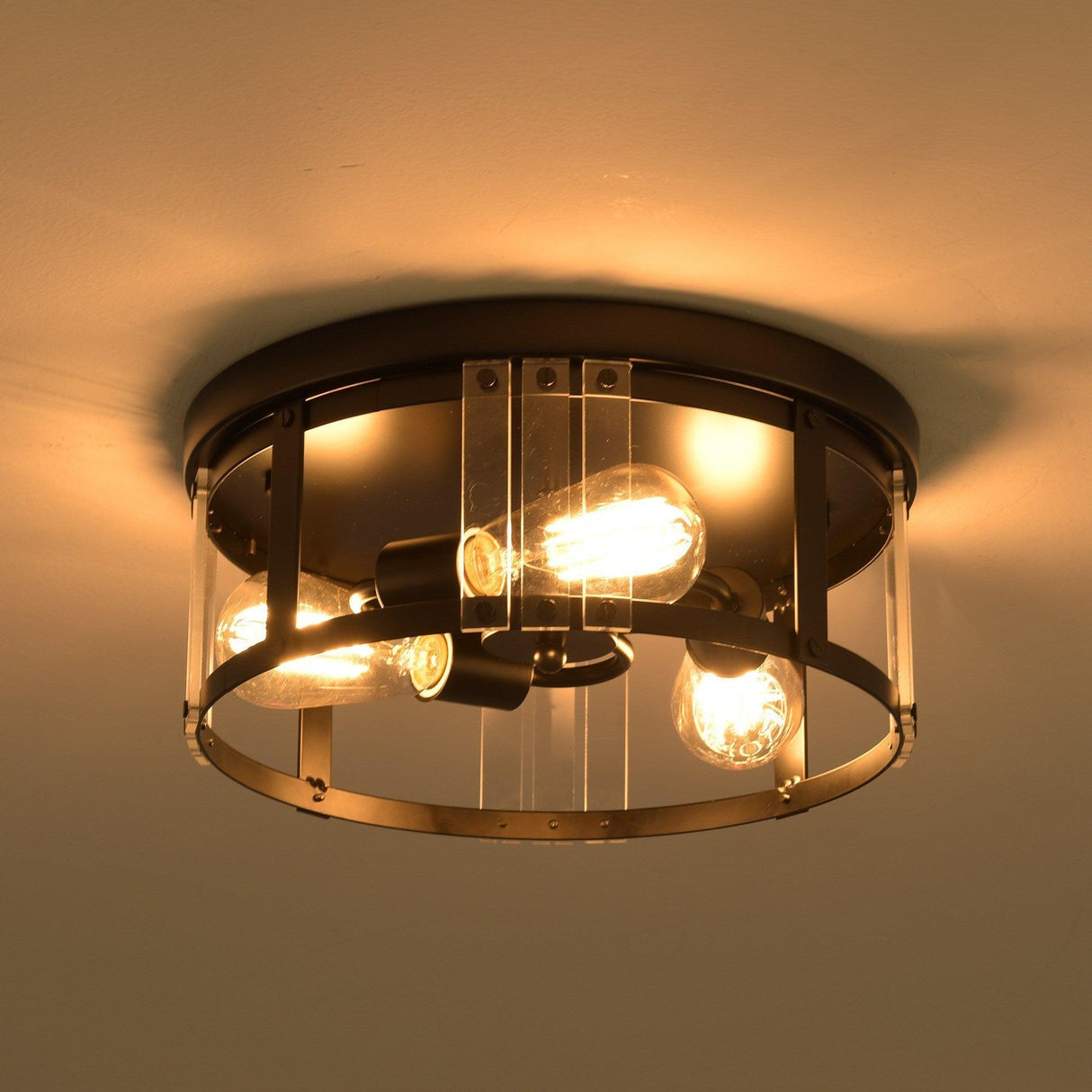 Black 3-Light Farmhouse Flush Mount Ceiling Light