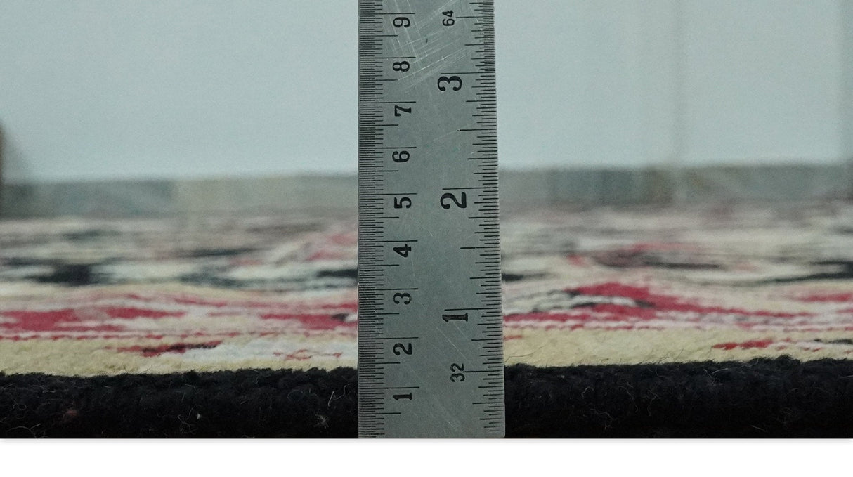 Black, Ivory, Olive and Brown Hand knotted Traditional Heriz Medallion Multi Size Wool Area Rug