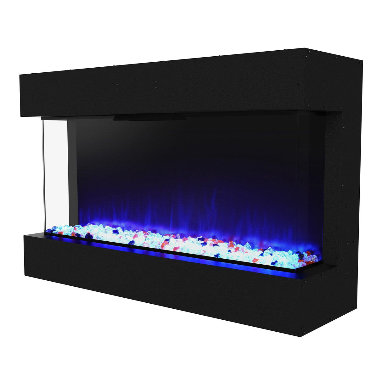 Black Insert or Wall-Mount Electric 3-Color Flame with LED Light Fireplace