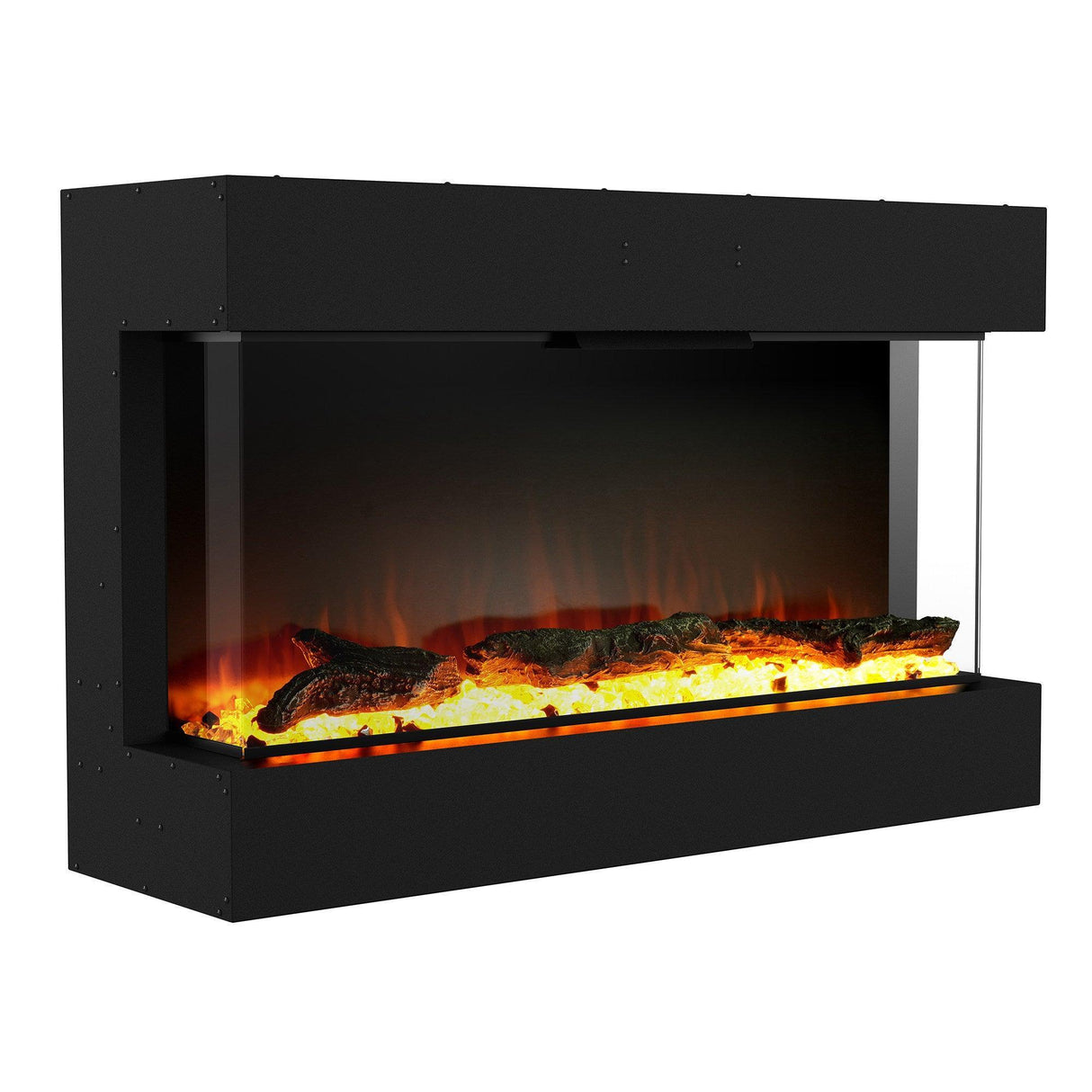 Black Insert or Wall-Mount Electric 3-Color Flame with LED Light Fireplace