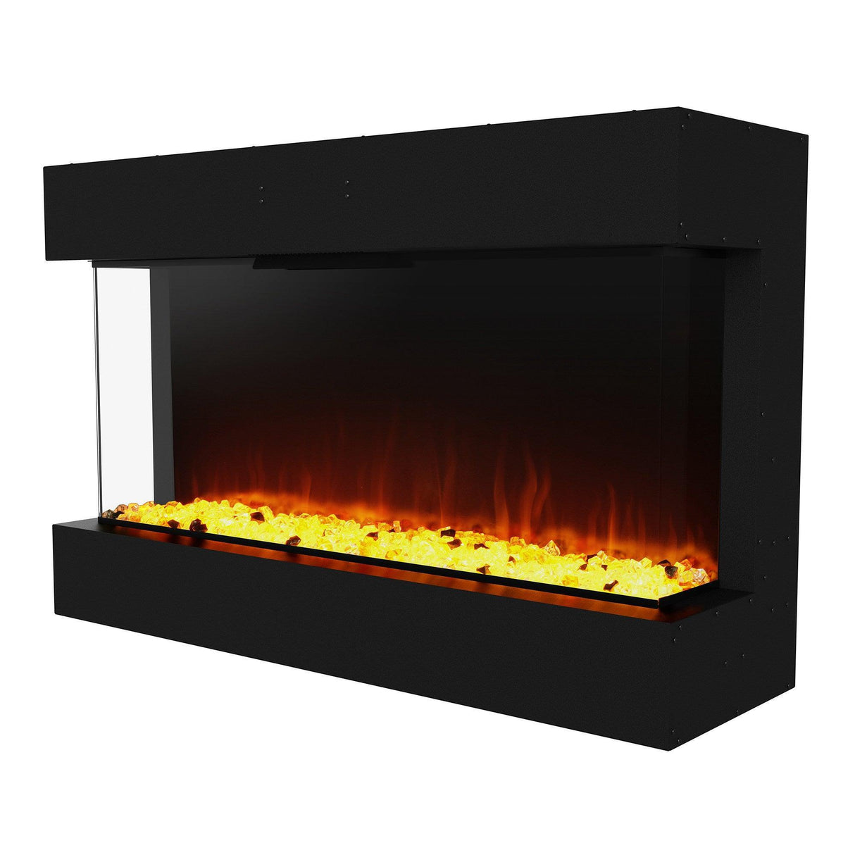 Black Insert or Wall-Mount Electric 3-Color Flame with LED Light Fireplace