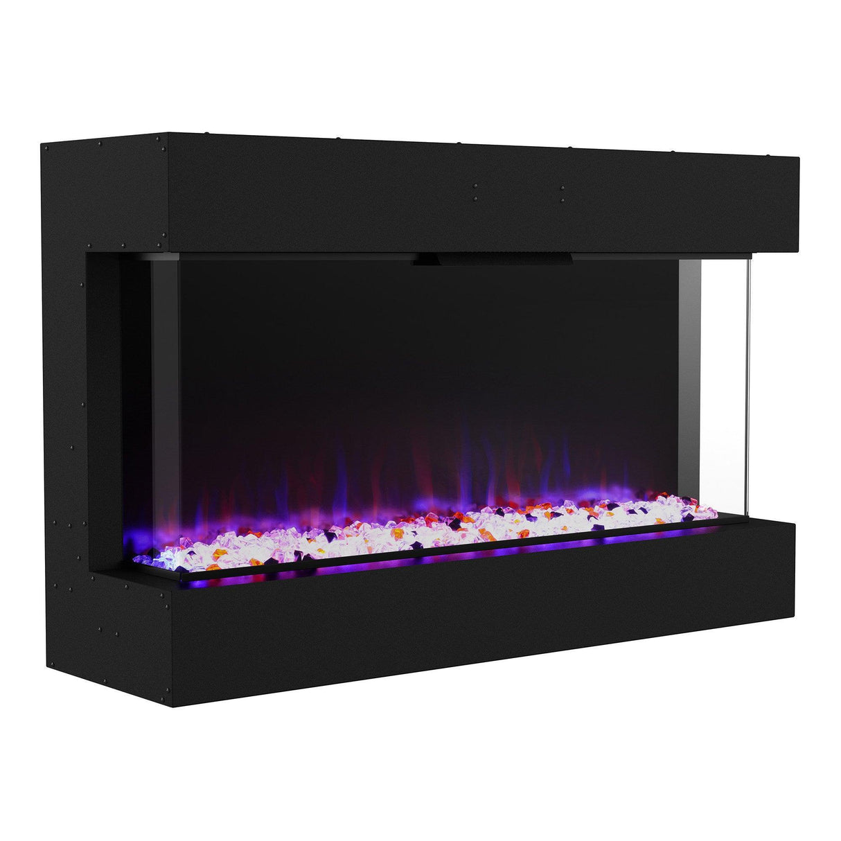 Black Insert or Wall-Mount Electric 3-Color Flame with LED Light Fireplace