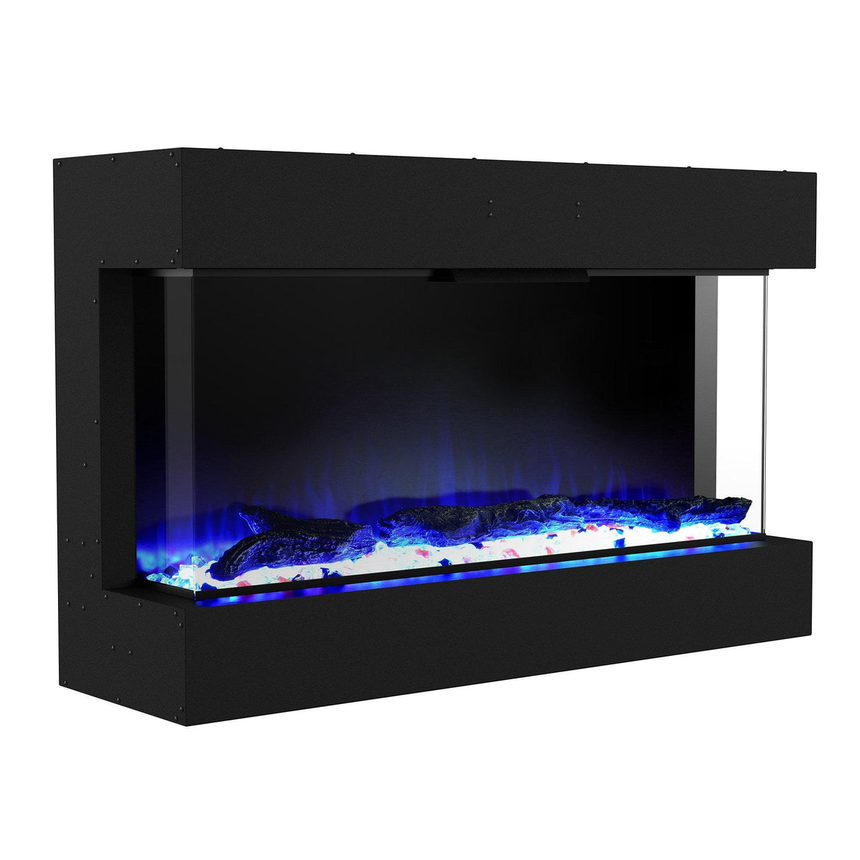 Black Insert or Wall-Mount Electric 3-Color Flame with LED Light Fireplace