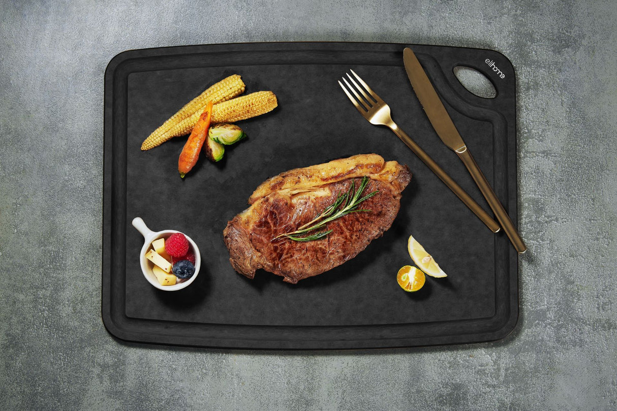 Classic Series 2-In-1 Set Cutting Board- 10 x 13 x 1/4 - Medium- (Black + Natural)