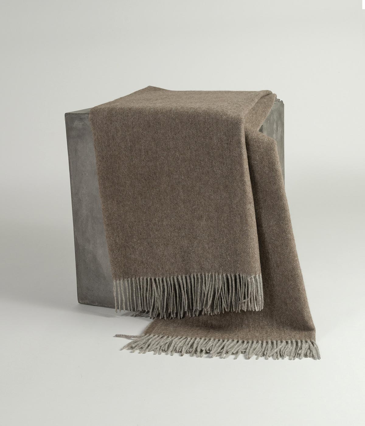 Cappuccino Herringbone Woven Yak Down Throw