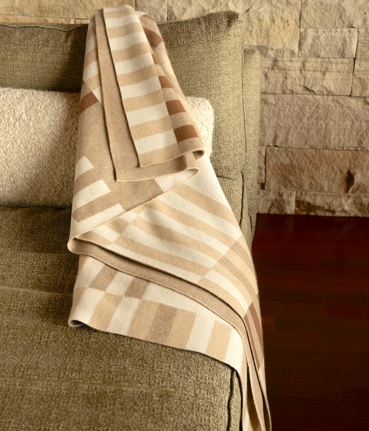 Bauhaus Cognac Knit Cashmere Throw
