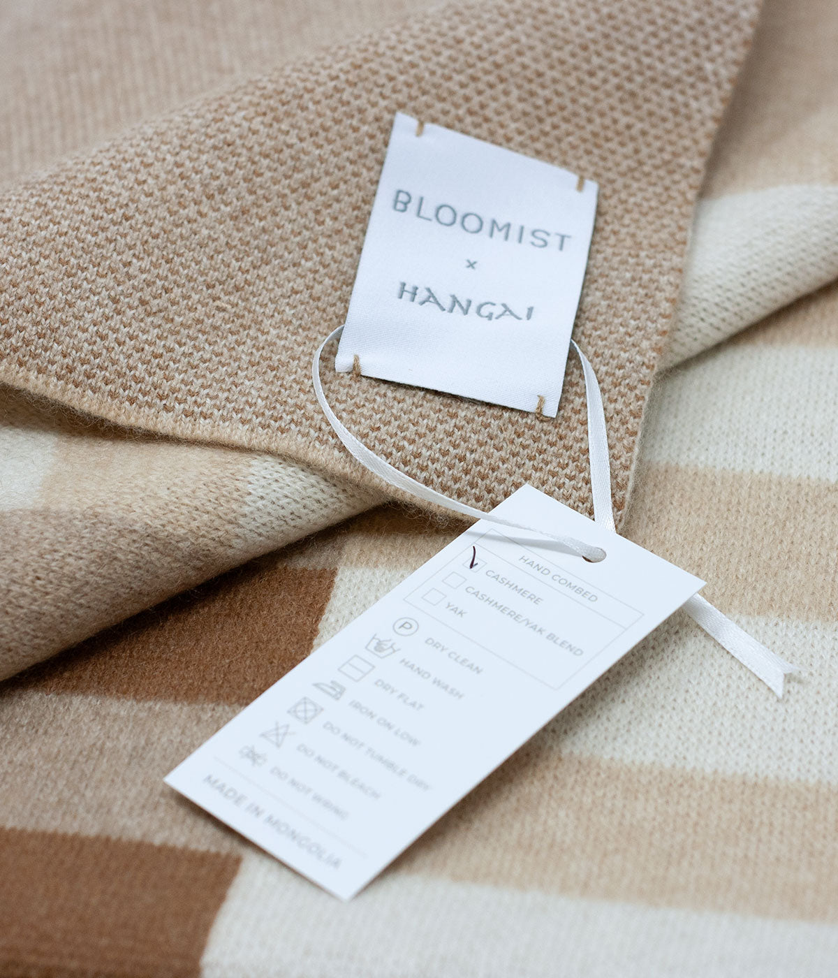 Bauhaus Cognac Knit Cashmere Throw