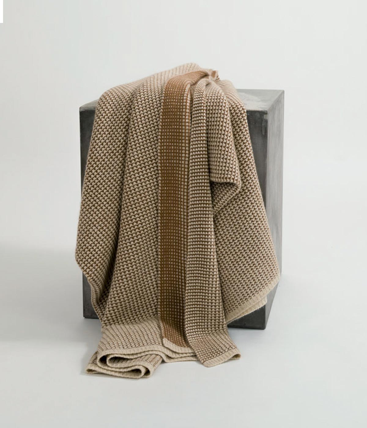 Linen and Cognac Waffle Knit Cashmere Throw