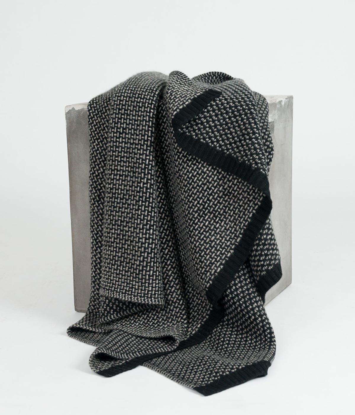 Platinum and Black Yak Down Taiga Throw