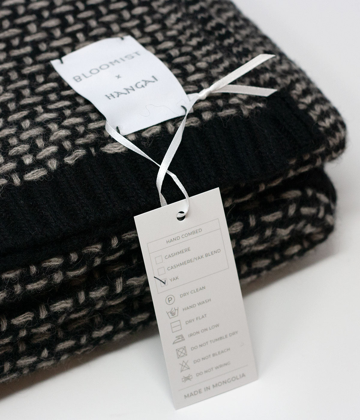 Platinum and Black Yak Down Taiga Throw