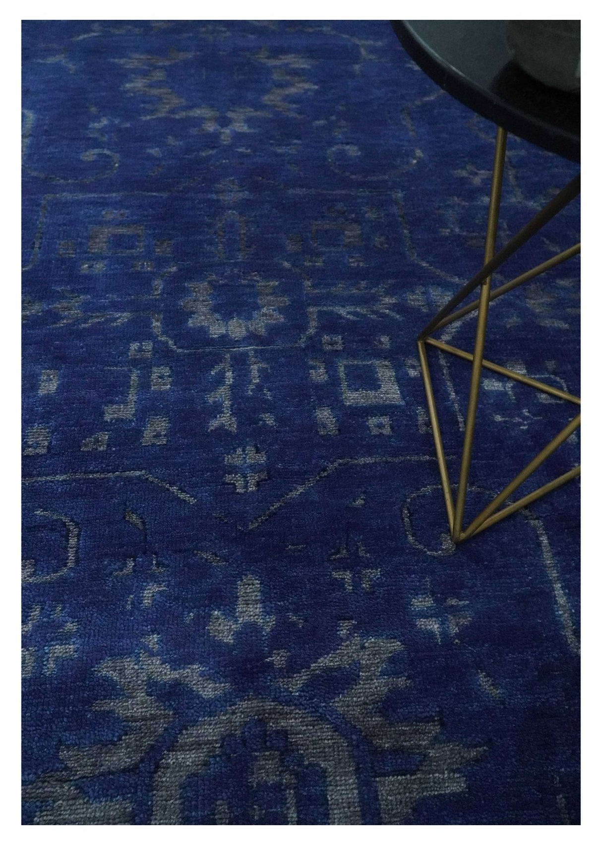 Blue and Gray Hand knotted Oriental Oushak Multi Size wool Area Rug