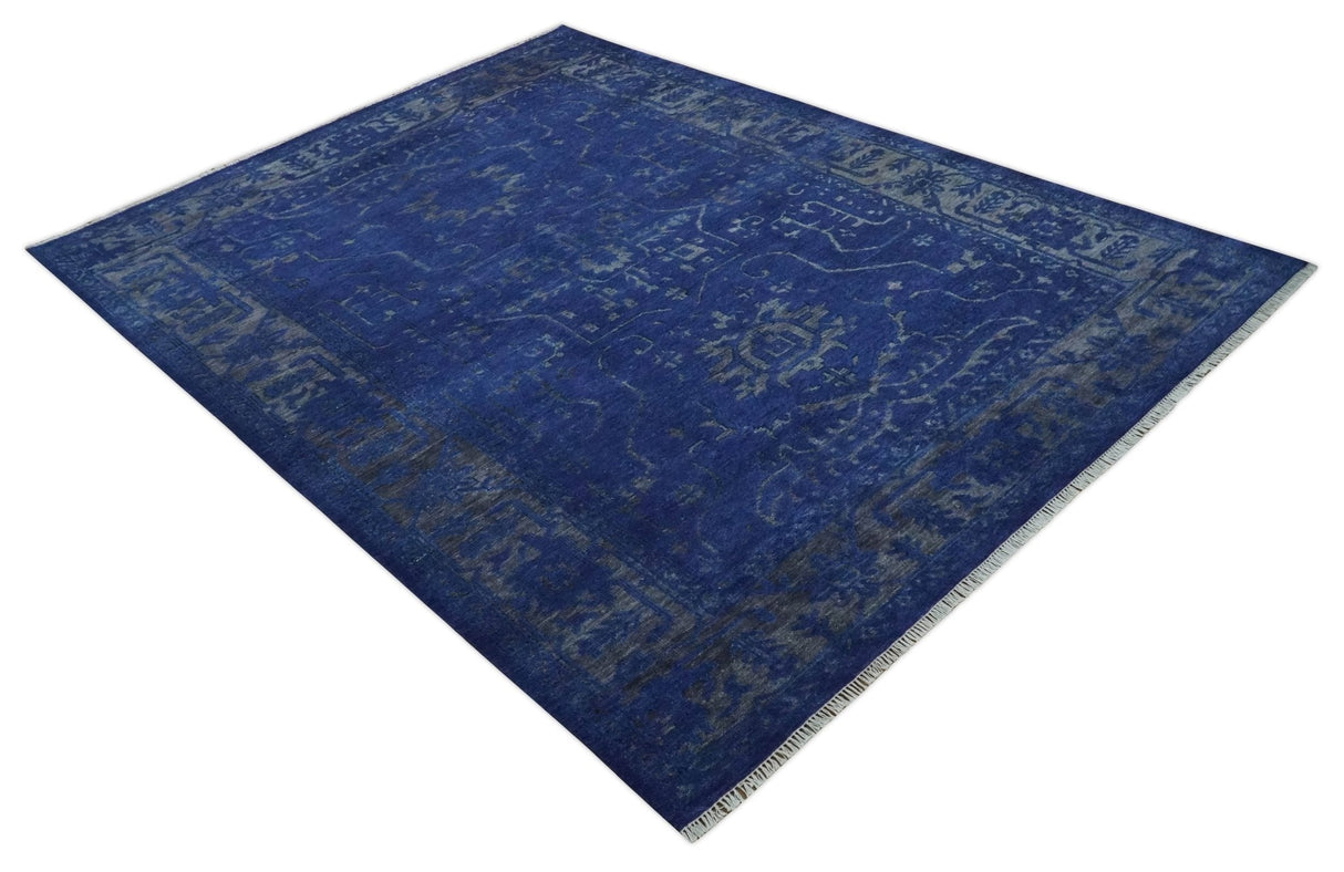 Blue and Gray Hand knotted Oriental Oushak Multi Size wool Area Rug