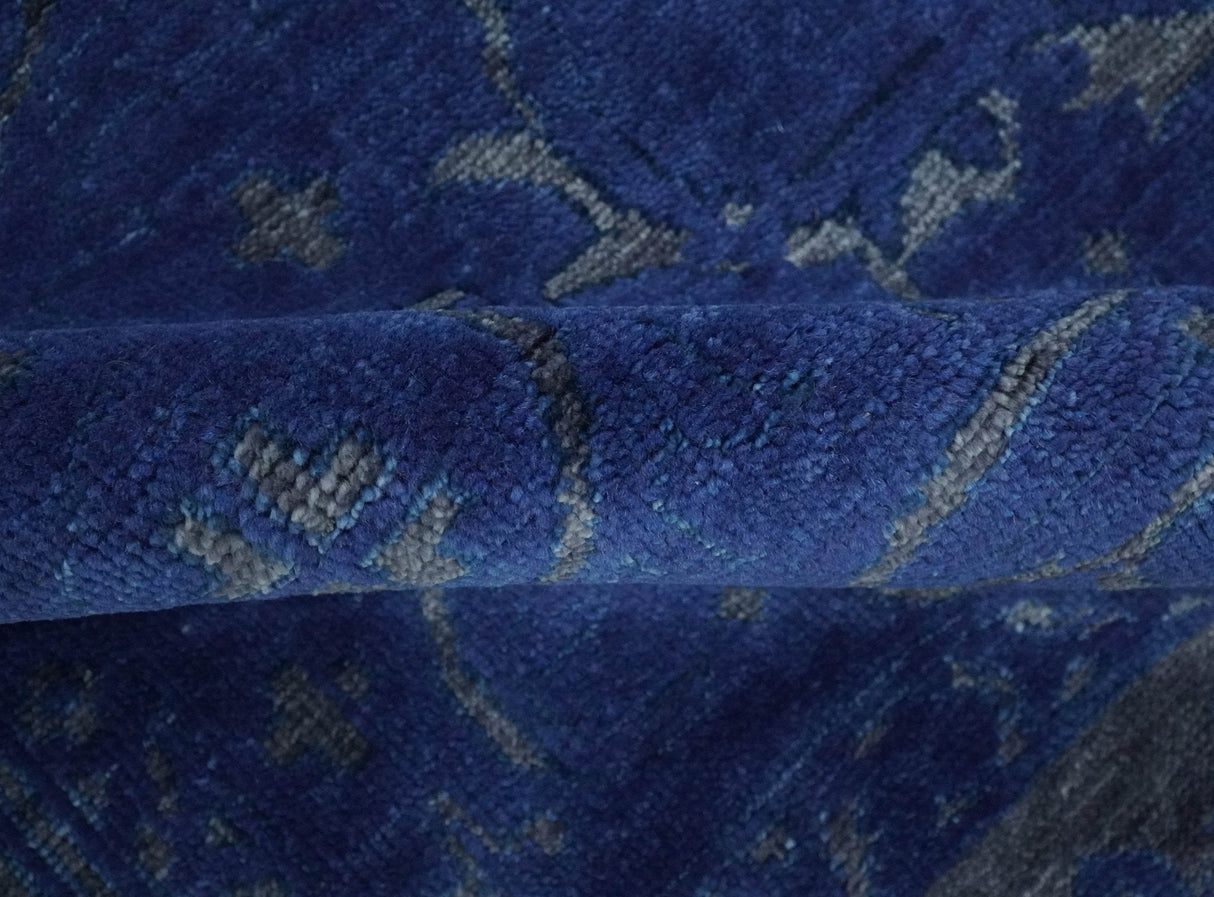 Blue and Gray Hand knotted Oriental Oushak Multi Size wool Area Rug