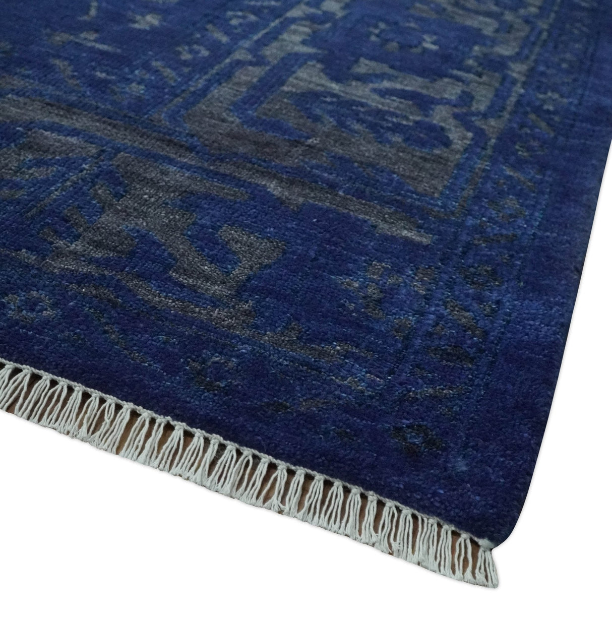 Blue and Gray Hand knotted Oriental Oushak Multi Size wool Area Rug
