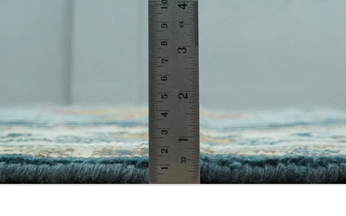 Custom Made Blue and Ivory Hand Knotted Modern Turkish Medallion Design Wool Area Rug