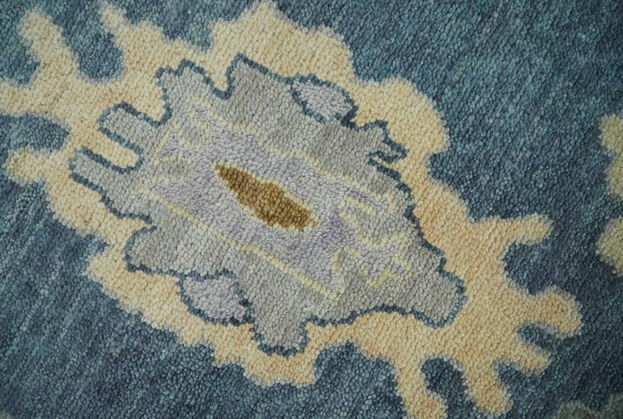 Blue, Silver and Beige Hand knotted Traditional Oushak Multi Size Wool Area Rug