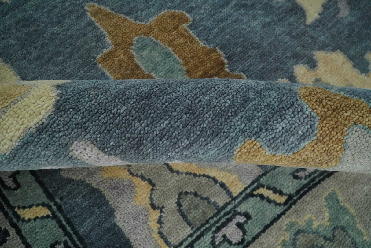 Blue, Silver and Beige Hand knotted Traditional Oushak Multi Size Wool Area Rug