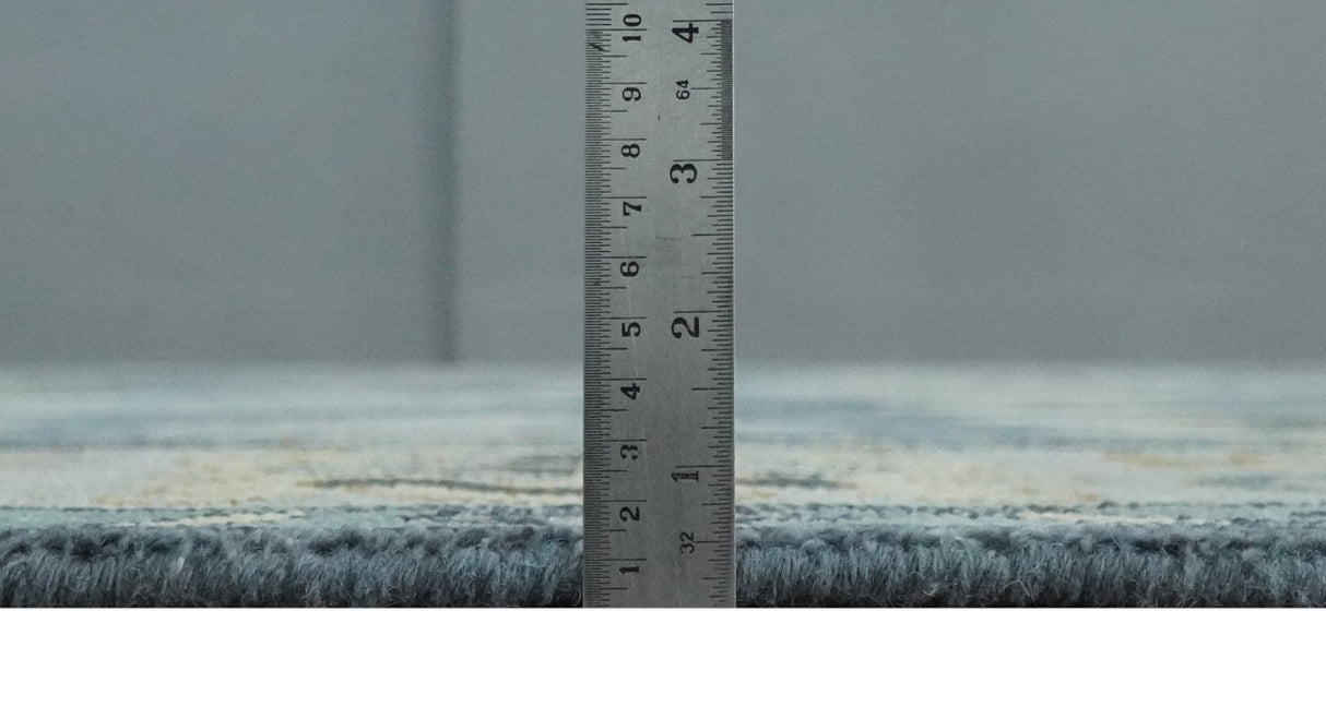 Blue, Silver and Beige Hand knotted Traditional Oushak Multi Size Wool Area Rug