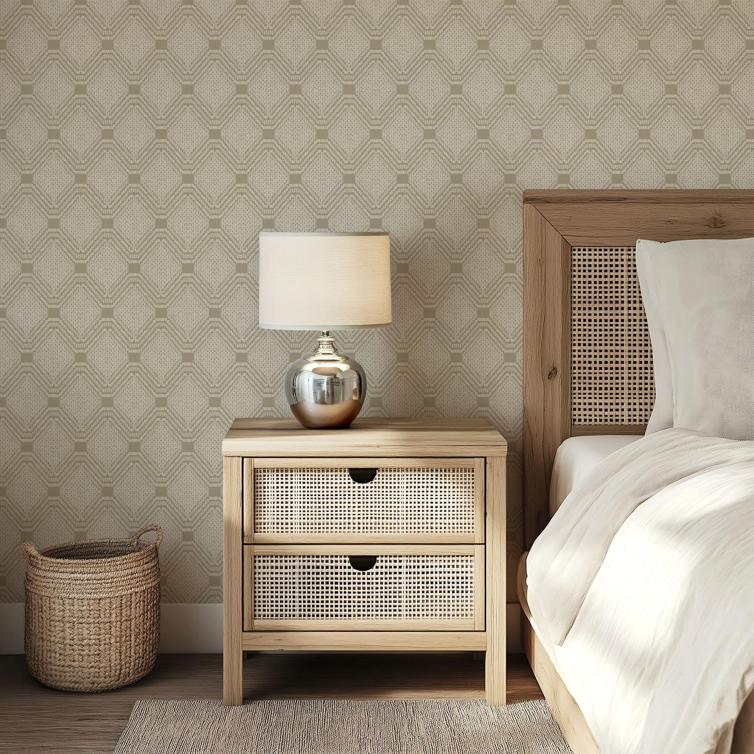 Boho Geometric Neutral Wallpaper | Textured Sand Pattern