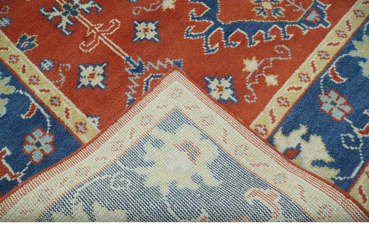 Brown, Blue and Beige Traditional Oriental Hand Knotted Multi Size Wool Area Rug