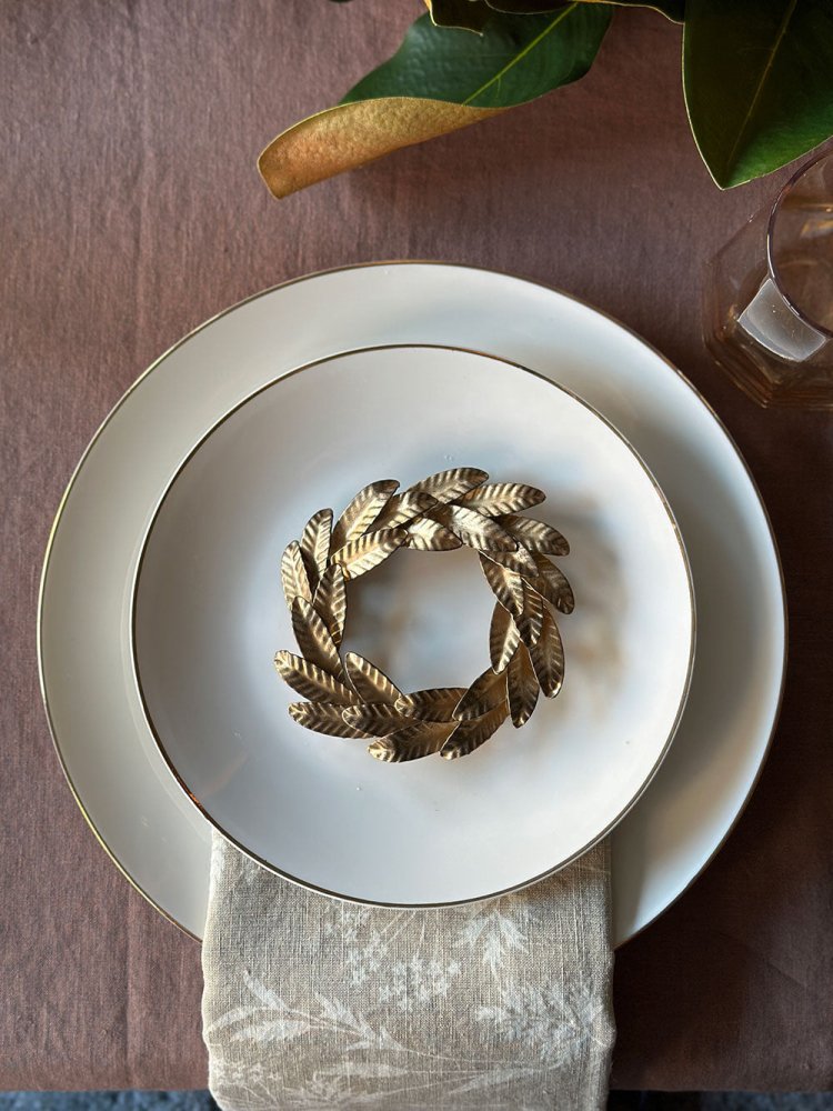 7.5" Iron Wreath Ornament, Brass