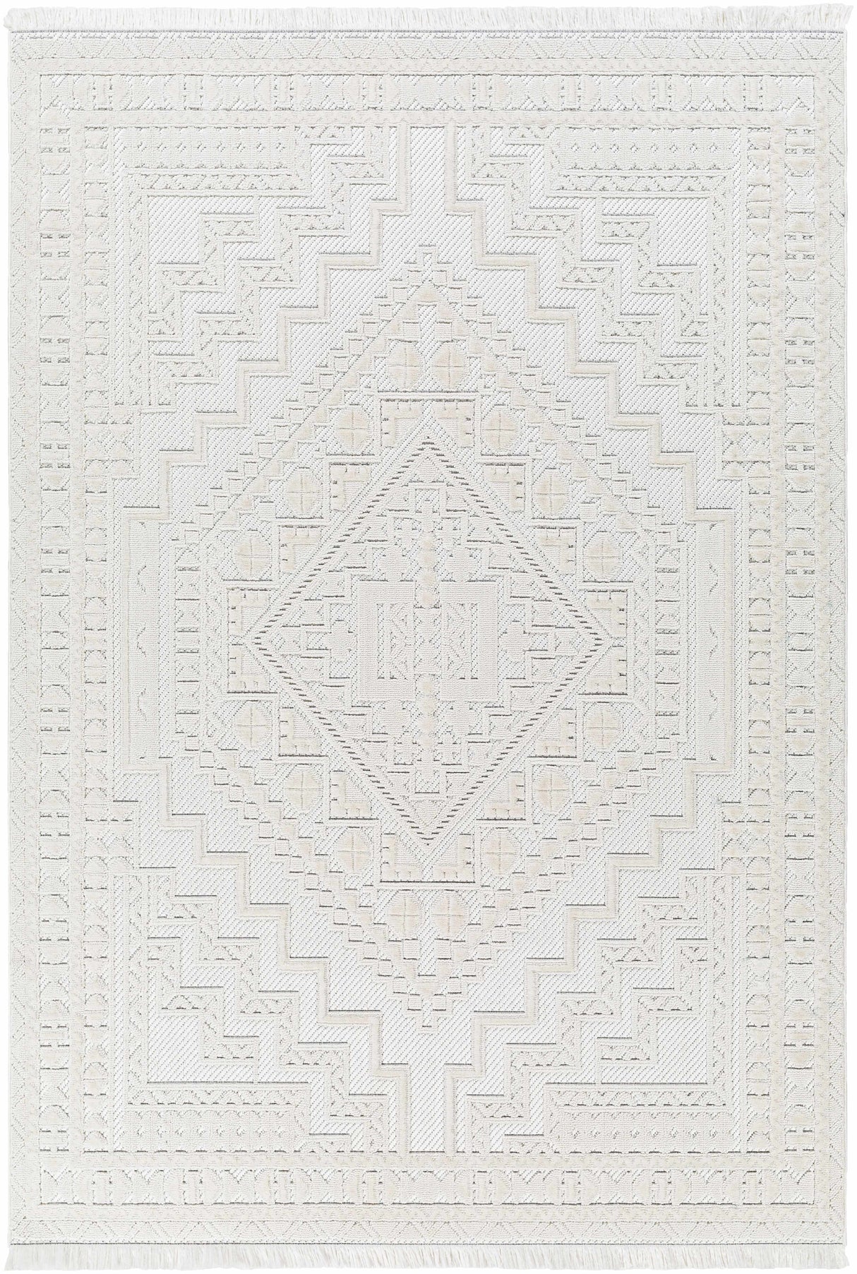 Alya White Fringe Rug
