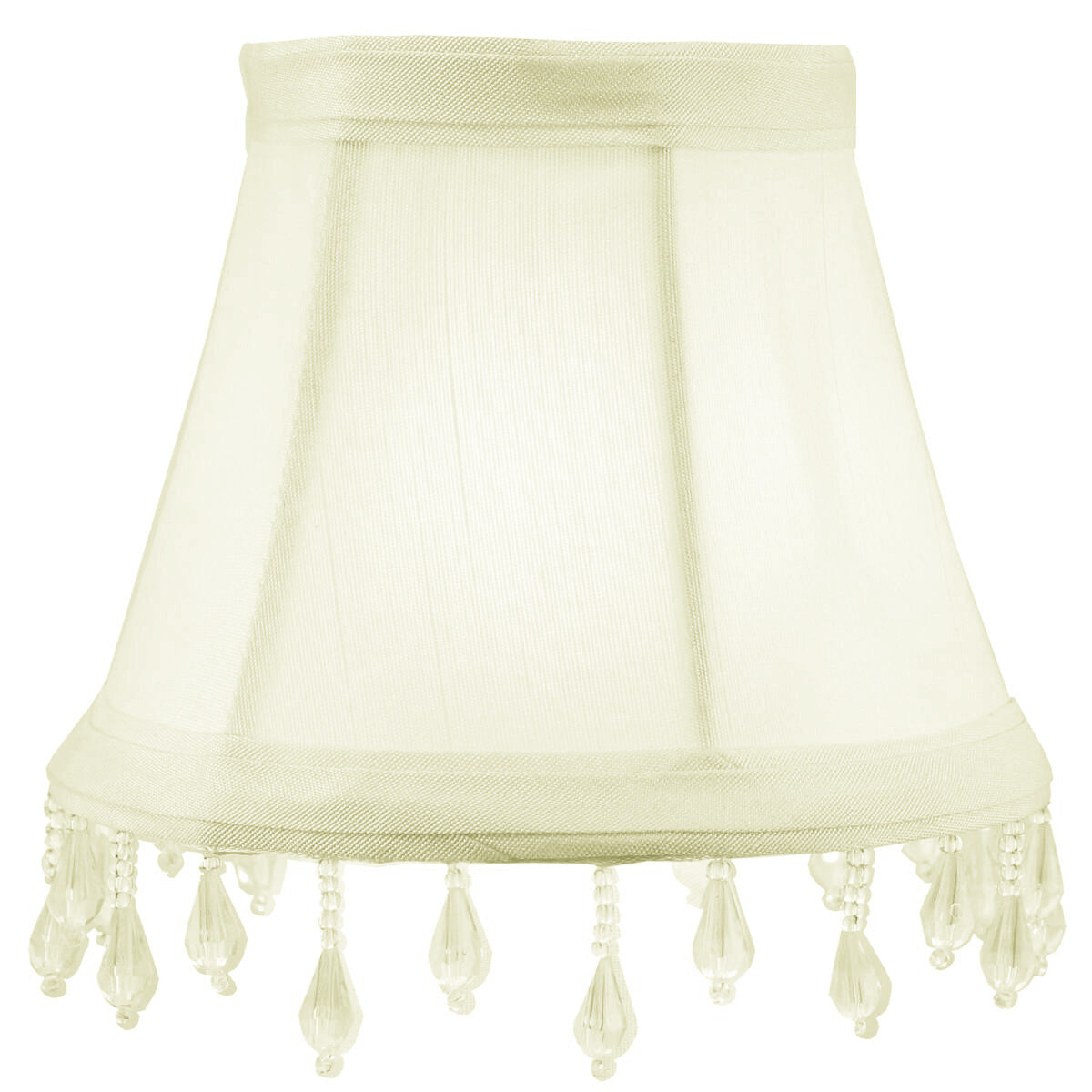 4"W x 5"H Set of 6 Candelabra Stretch Eggshell with Liner Clear Beads