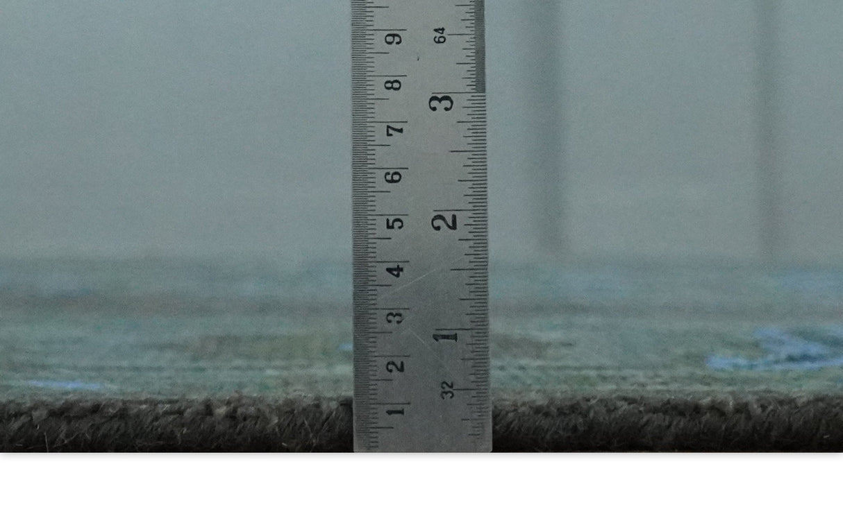 Charcoal, Gray, Green and Blue Neon look Traditional Heriz Medallion Multi Size wool Area Rug