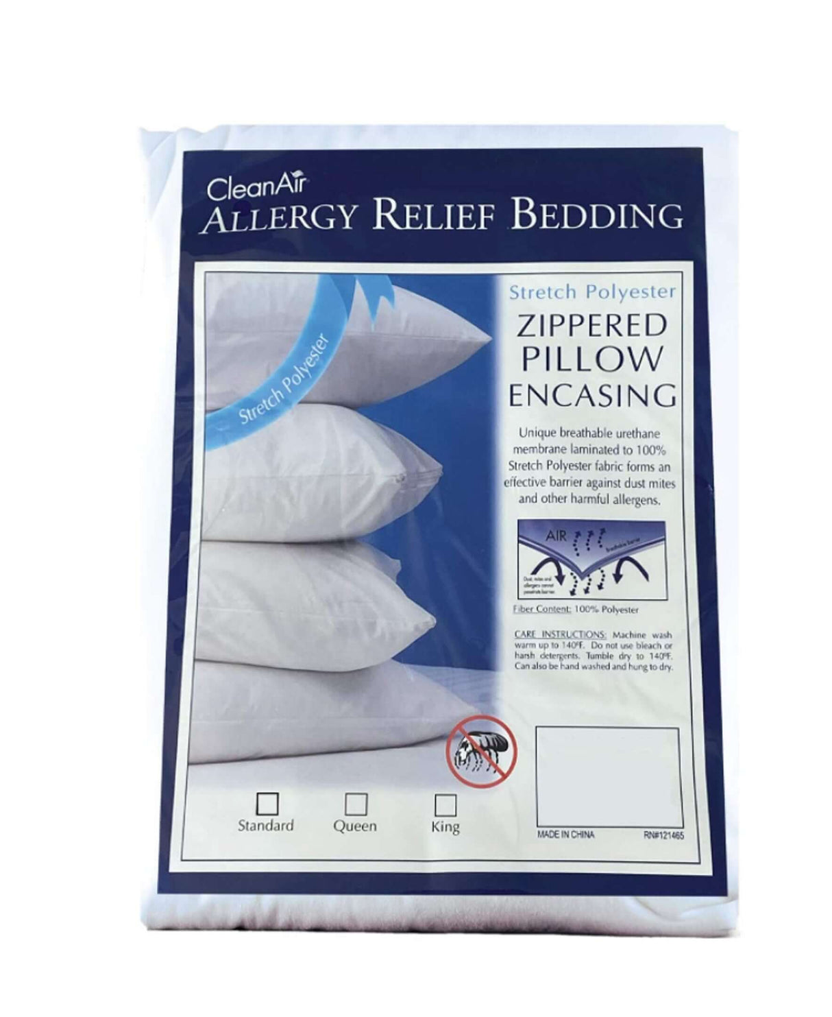Bargoose CleanAir® Allergy Relief Pillow Protector - Zippered Pillow Encasement For Dust Mites, Sweat, Spills