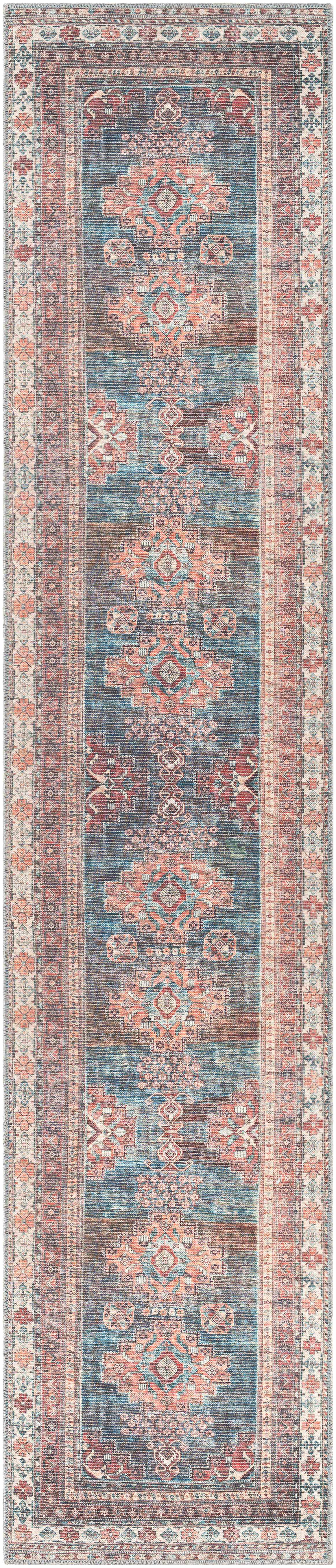 Baltinglass Rust & Blue Washable Area Rug