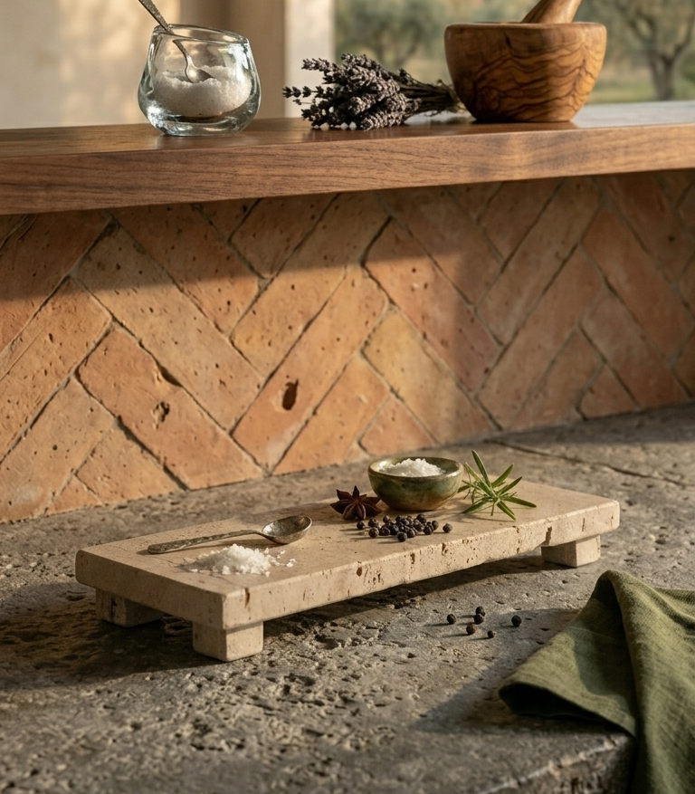 Cojio Footed Travertine Tray