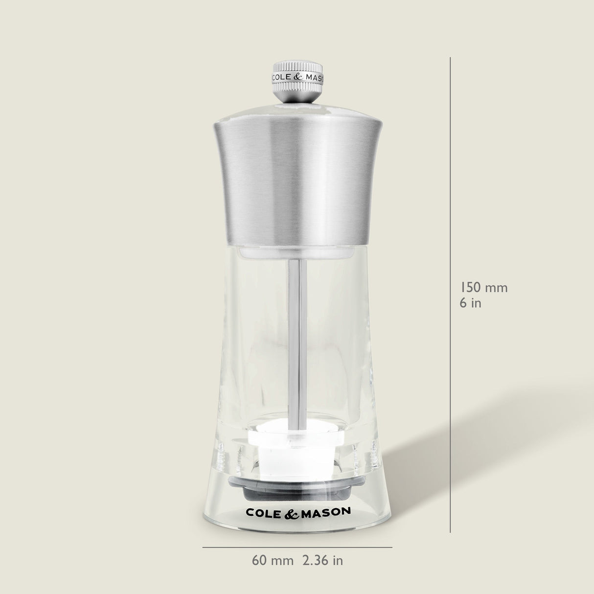 Cole & Mason Bromley Acrylic & Stainless Steel Mill 6"