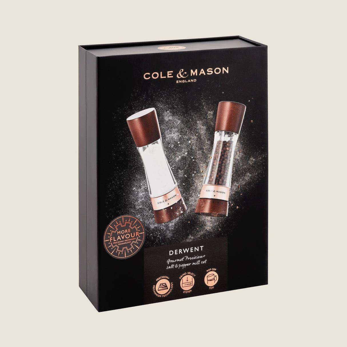 Cole & Mason Derwent Chestnut Rose Gold Salt & Pepper Mill