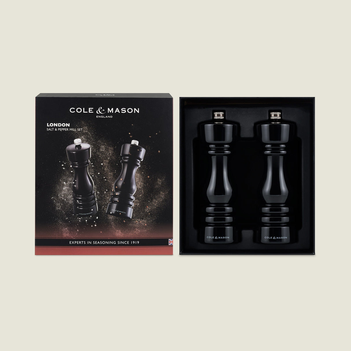 Cole & Mason London Black Gloss Salt & Pepper Mills 7"