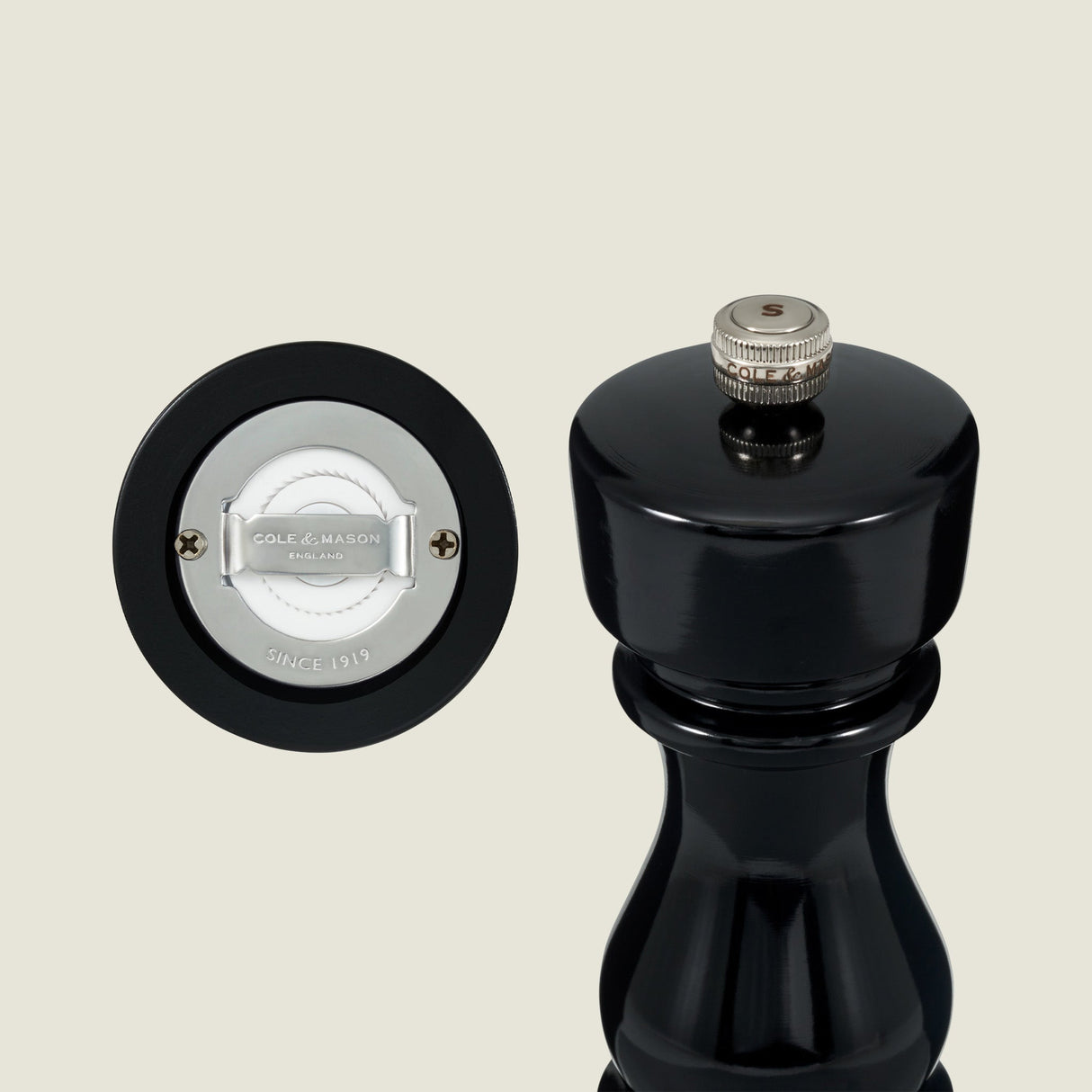 Cole & Mason London Black Gloss Salt & Pepper Mills 7"